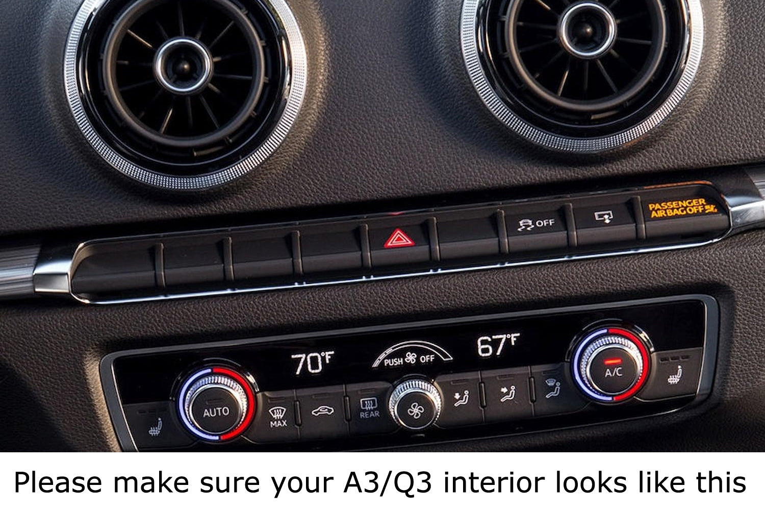 3-Piece Red Aluminum AC Climate Control Knob Covers for Audi 2015-2020 A3 & 2019+ Q3 - Upgrade Interior Accessories for Car Customization & Comfort