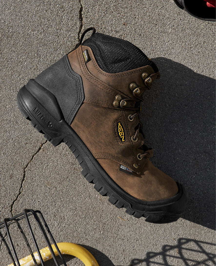 **Men's Independence 6 Waterproof Work Boots with Carbon Toe - Dark Earth & Black - Durable Safety Boots for Construction, Hiking & Outdoor Work**