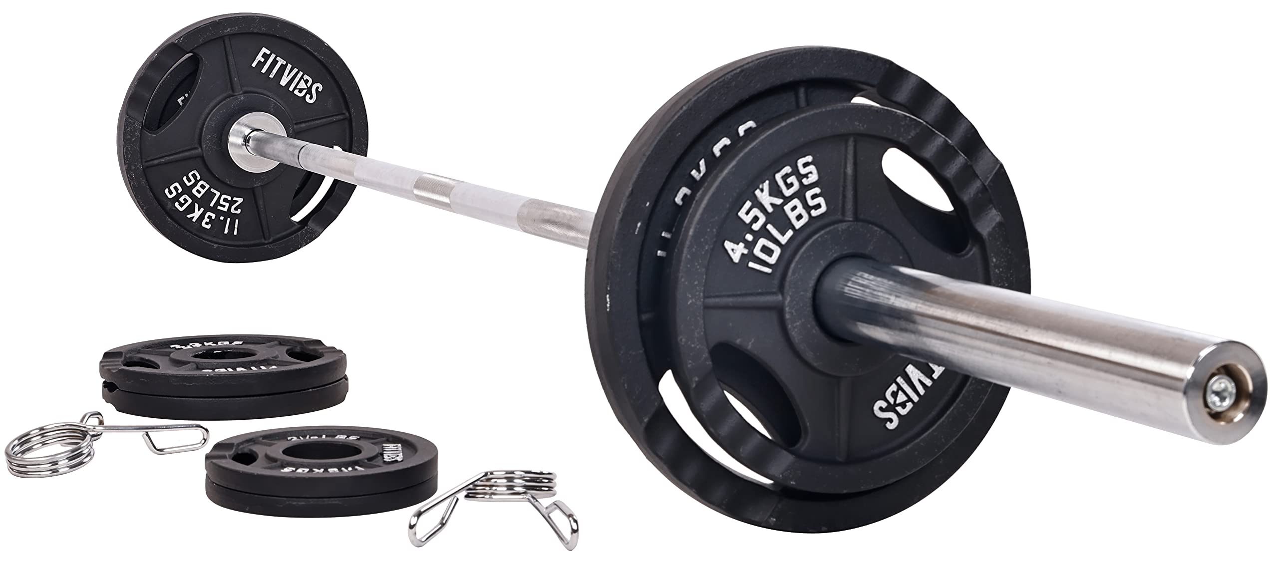 Olympic Cast Iron Weight Plates for Strength Training & Weightlifting - Pair, Set, or Combo with Barbell - Multiple Sizes (Home Gym, CrossFit, Powerlifting)