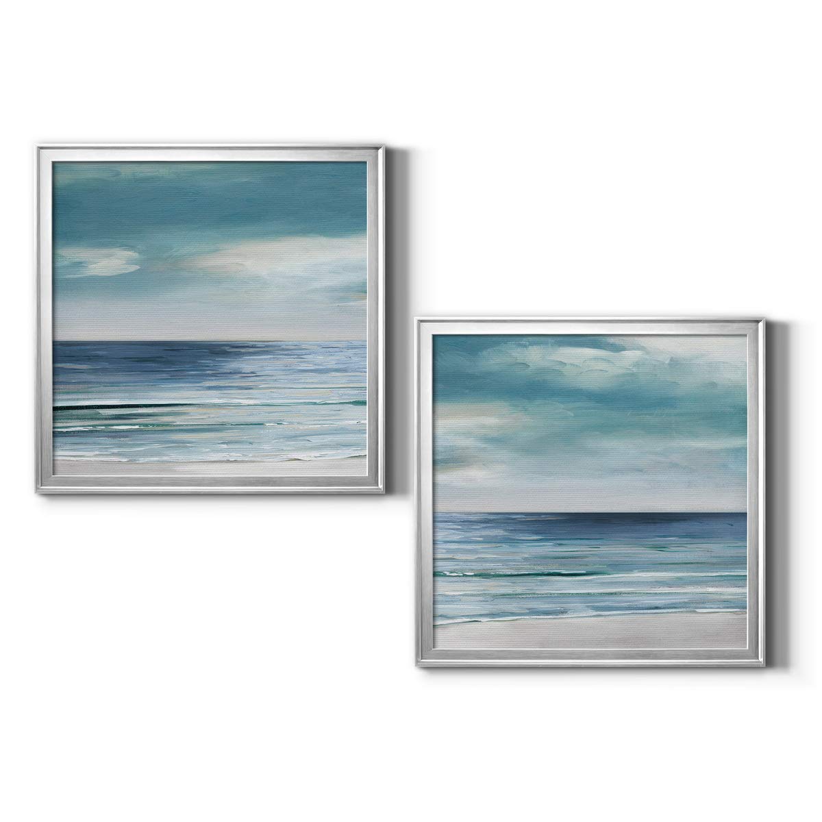 Abstract Wall Art Canvas - Animals, Flowers, Coastal & Geometric Designs in Vibrant Colors | Silver & Blue Framed Ready-to-Hang Décor | Perfect for Living Room, Bedroom or Office | 30x30 Inch Modern Wall Painting