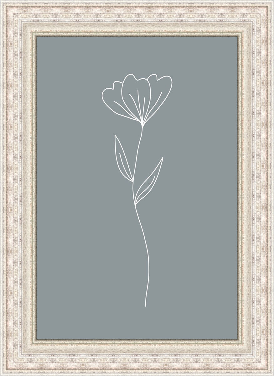 Minimalist Blue Flower Wall Art - Handmade Canvas Painting for Home Decor, Living Room, Bedroom & Office - Modern Botanical Print for Boho & Scandinavian Style Interiors