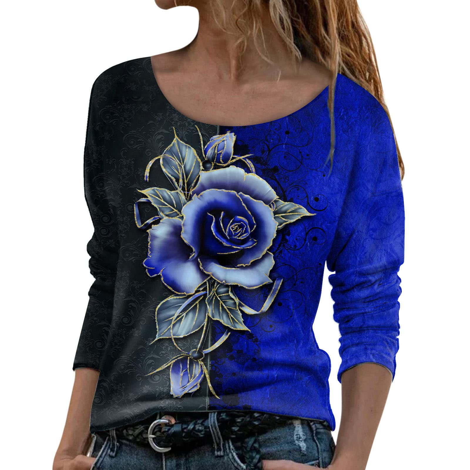 Women's Casual Long Sleeve Color Block Striped Round Neck T-Shirts & Blouses - Fall Fashion Tops for Leggings | Perfect for Layering, Office Wear & Everyday Outfits