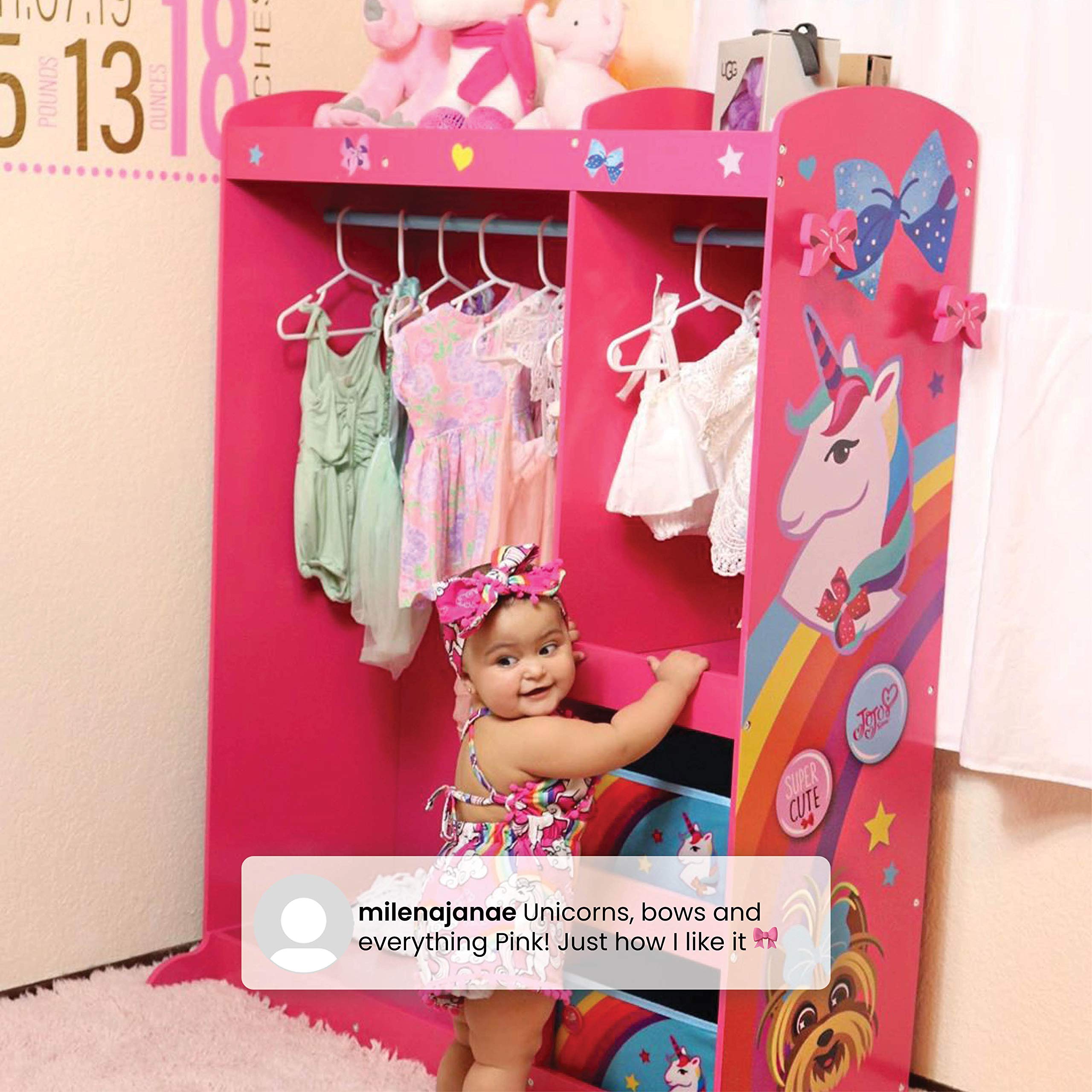 JoJo Siwa Dress Up Wardrobe for Kids - Pretend Play Costume Storage with Mirror & Shelves - Delta Children Play Boutique for Dress Up Games & Role Playing