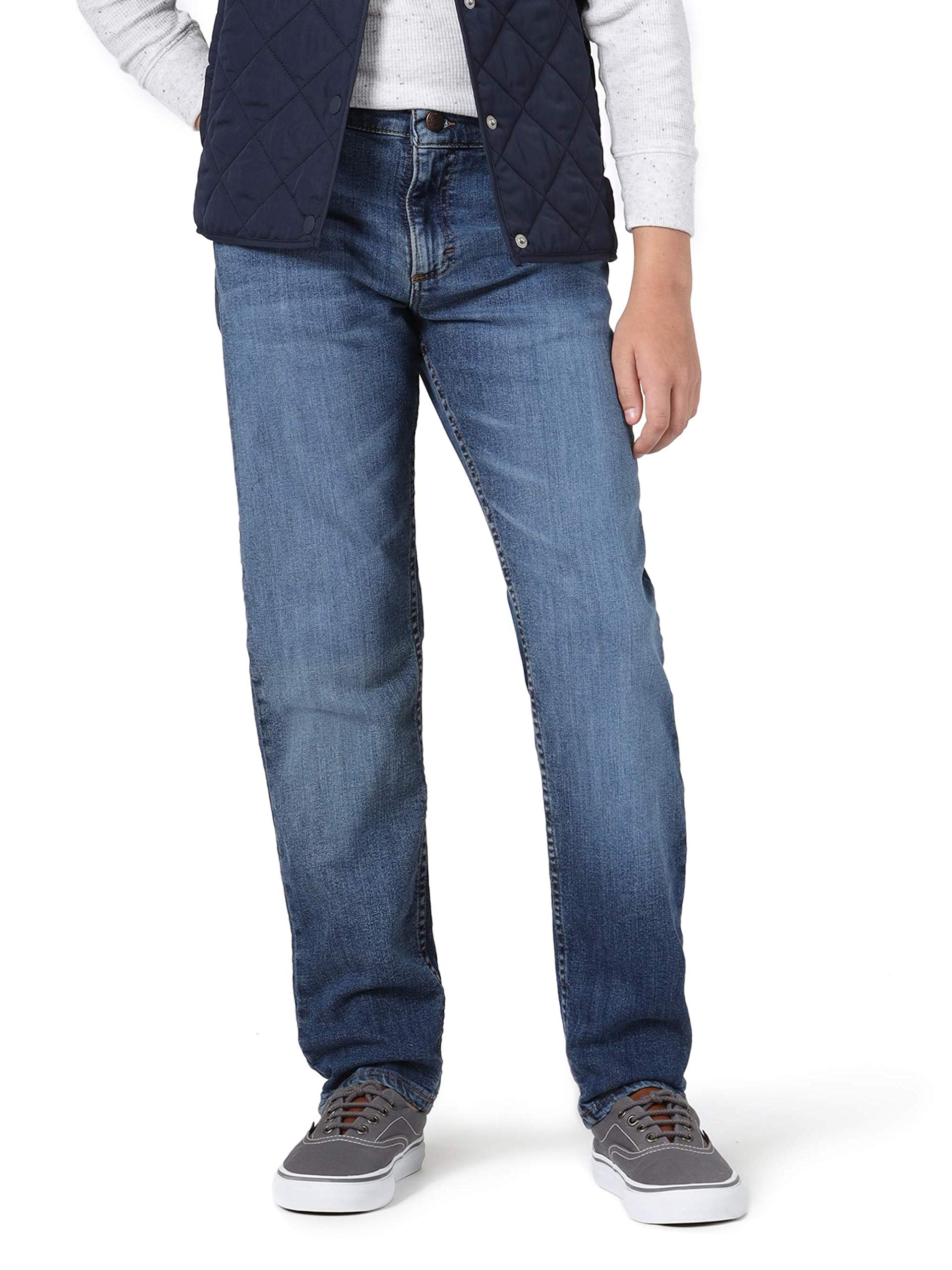 Wrangler Boys' Slim Fit 5-Pocket Tapered Jeans - Royal Medium Wash Denim | Comfortable & Durable for School, Play & Everyday Wear