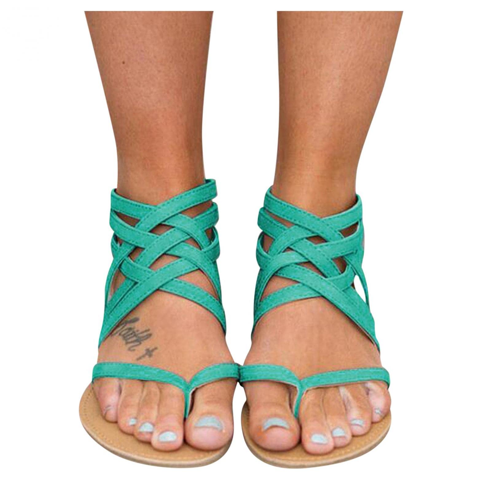 Women's Dressy Flat Sandals with Back Zipper - Beach & Casual Wear