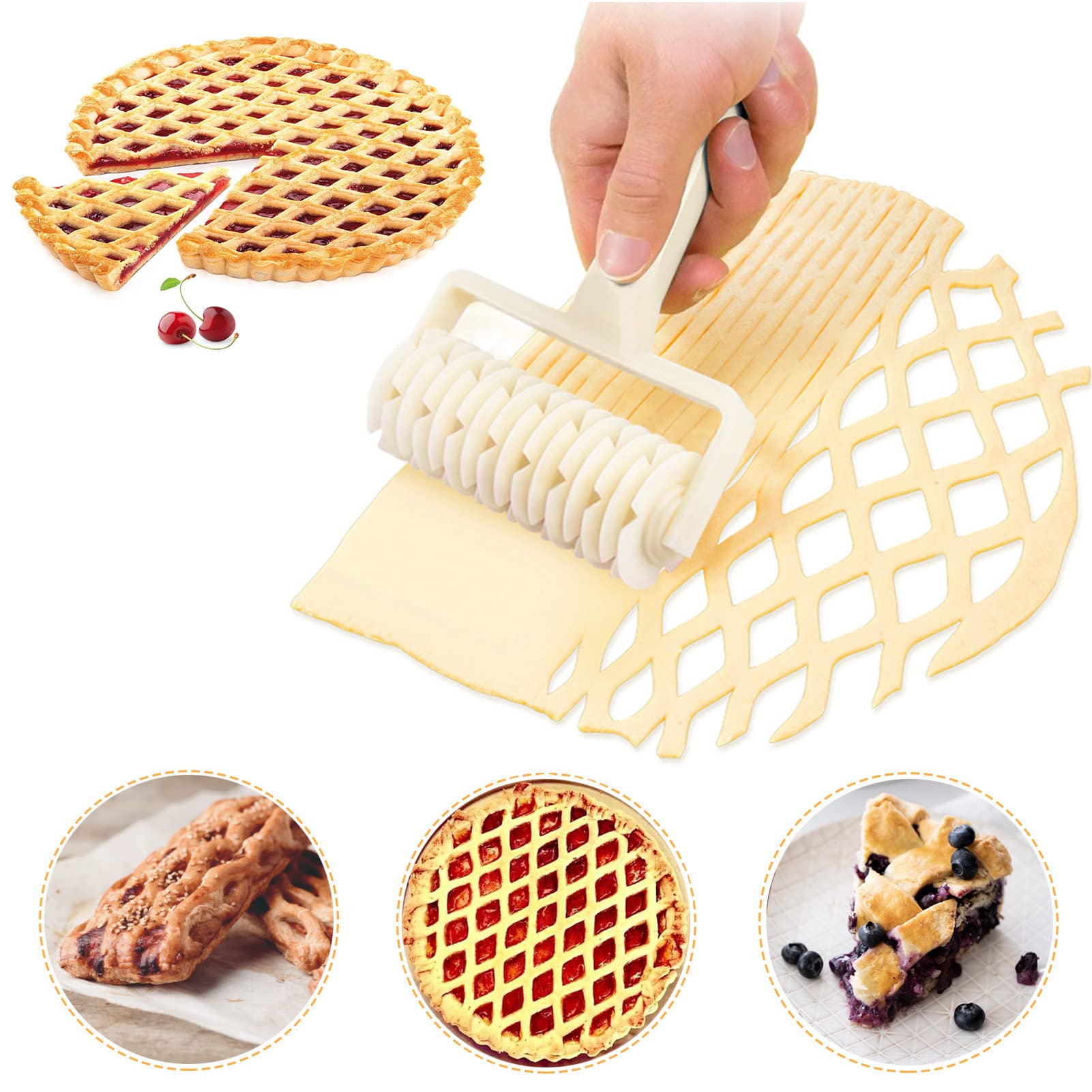 Lattice Roller Cutter for Baking - Plastic Dough Cutter Tool for Pie Crust, Pizza, Cookies & Pastry | Perfect for Homemade Pies, Biscuits & Pizza Dough | Essential Baking Tool for Home Bakers & Kitchen