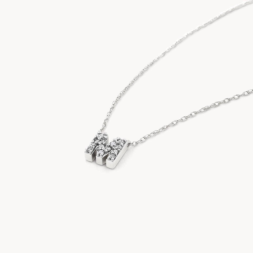 Elegant Silver Diamond Letter M Necklace for Women - Perfect Gift for Birthday, Anniversary & Valentine's Day