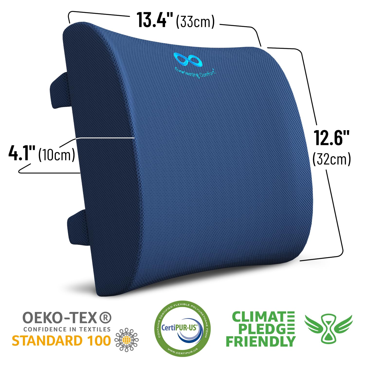 Everlasting Comfort Memory Foam Lumbar Support Pillow for Office Chairs - Orthopedic Back Cushion for Desk, Car & Couch - Relieves Lower Back Pain & Improves Posture - Perfect for Gaming, Working & Long Drives - Home & Office Use