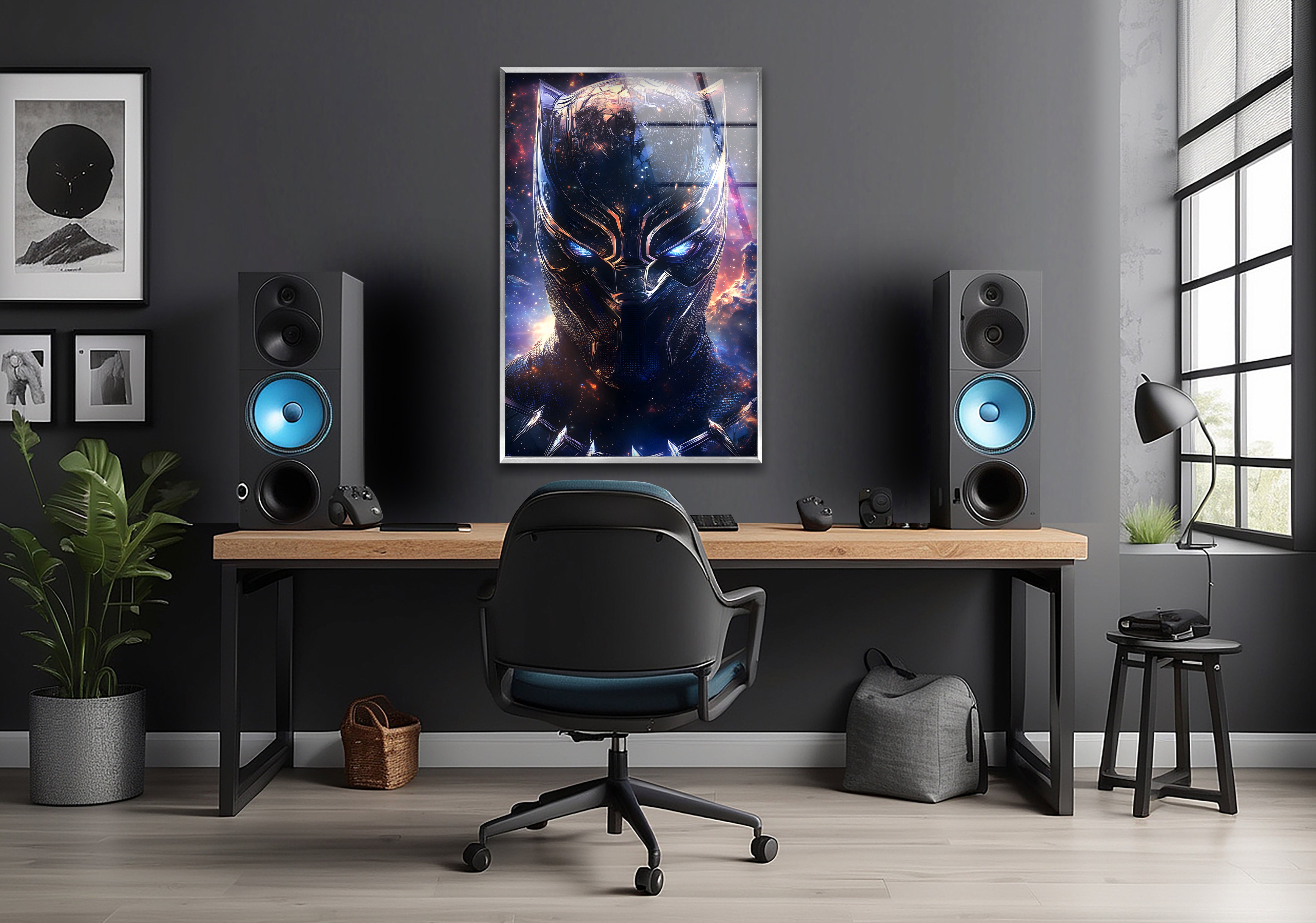 Black Panther Wakanda Forever Stained Glass Wall Art - Marvel Superhero Decor for Home, Office & Gifts