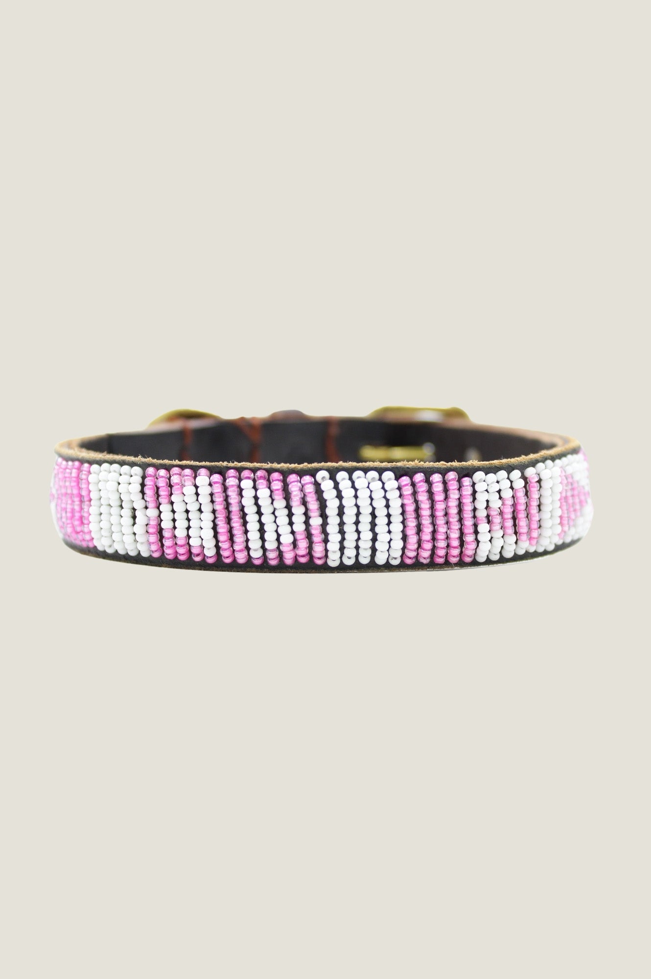Arrow Dog Collar - Adjustable Nylon Pet Collar with D-Ring, Pink & White Stripes | Perfect for Small Medium Dogs, Daily Walks & Training