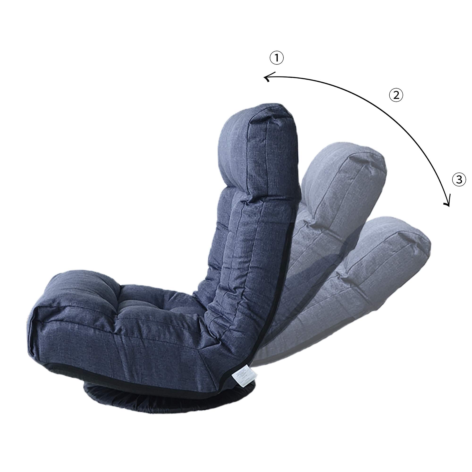 Adjustable Swivel Floor Gaming Chair with Ottoman - Ergonomic Comfort for Gaming, Reading & Relaxing - Navy Blue Floor Seat for Home, Office & Dorm Room