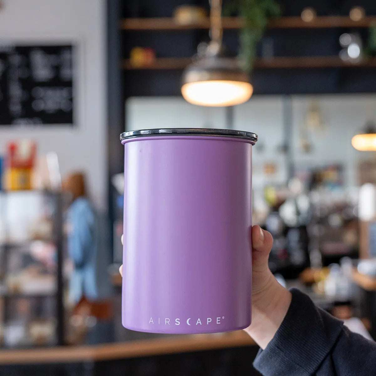 Airscape Medium 1 lb Airtight Stainless Steel Food Storage Canister - Matte Lupine Blue - Perfect for Coffee, Tea, Flour & Dry Goods Kitchen Organization