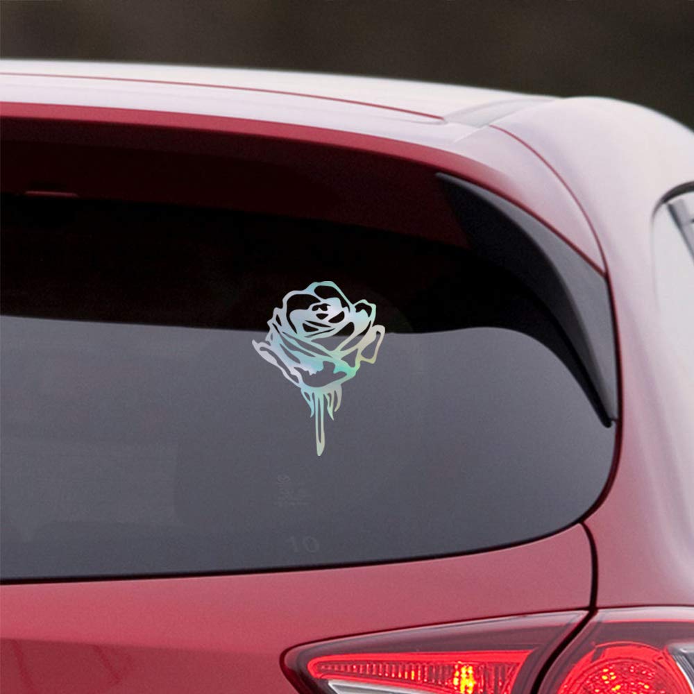 Holographic Rose Vinyl Decals - Set of 2 Premium Waterproof Stickers for Laptop, Phone, Helmet, Car Window | Durable Decorative Stickers for Mugs, Tumblers, Doors & Walls | Perfect for DIY Crafts & Home Office Decor