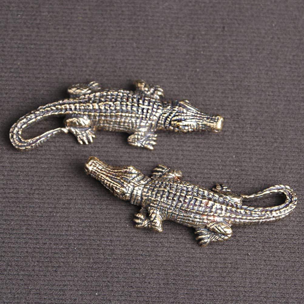 BESPORTBLE 2-Piece Crocodile-Shaped Copper Pet Ornament for Office Desk Decor - Perfect for Home, Office, and Gift Giving