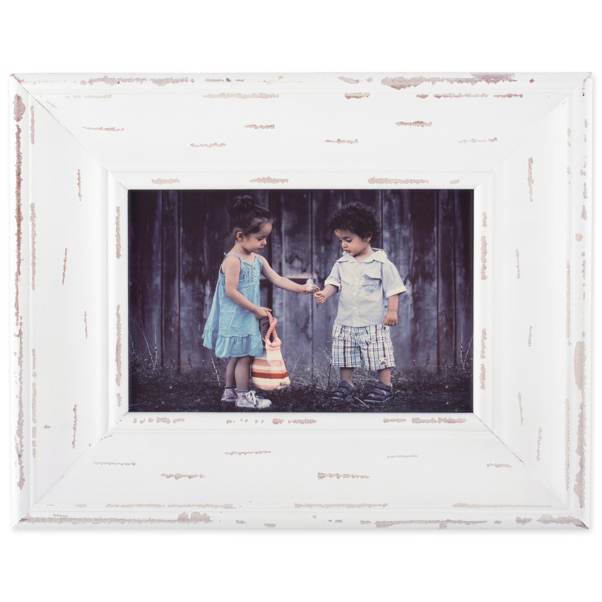 Vintage Distressed Wooden Picture Frame Set - Rustic Farmhouse Style 4x6 Inch White Photo Frame for Wall Decor, Home Office & Wedding Displays