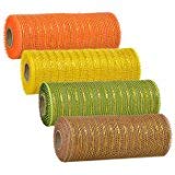 Fall Autumn Thanksgiving Harvest Pumpkin Mesh Decorations - 5 Yard Rolls, Set of 4 - Perfect for Table Runners, Wreaths & Seasonal Home Decor