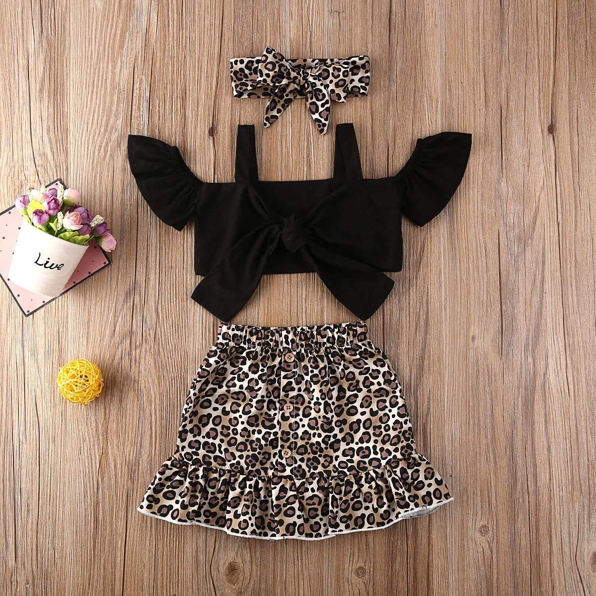 Adorable Toddler Girl Leopard Print Crop Top & Tutu Skirt Set with Headband - Summer Outfit for Baby Girls | Perfect for Birthday Parties, Photo Shoots & Playdates