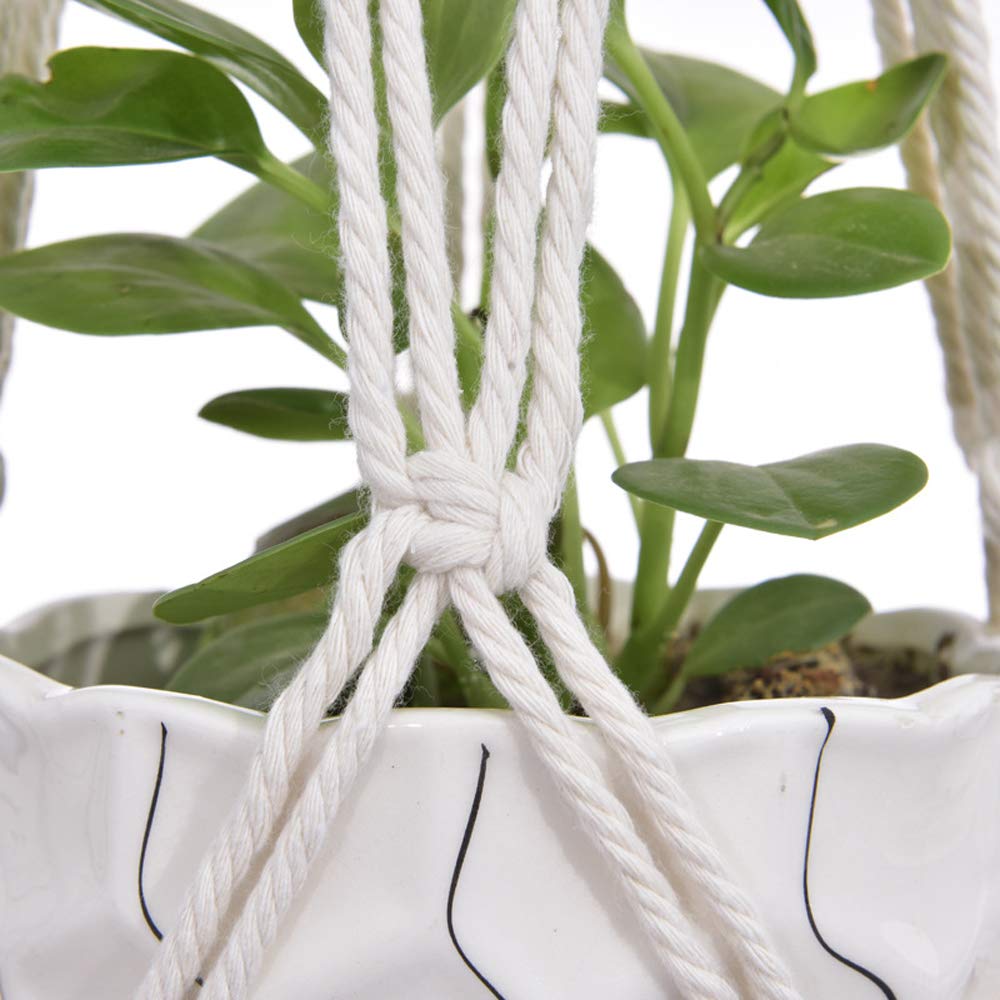 Handmade Macrame Plant Hangers 4 Pack - Indoor Outdoor Hanging Planter Basket with 4 Hooks for Flower Pots - Perfect for Home Decor, Patio, Garden & Boho Style Rooms