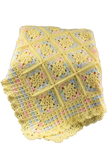 Soft Yellow Crochet Baby Blanket - Handmade 40