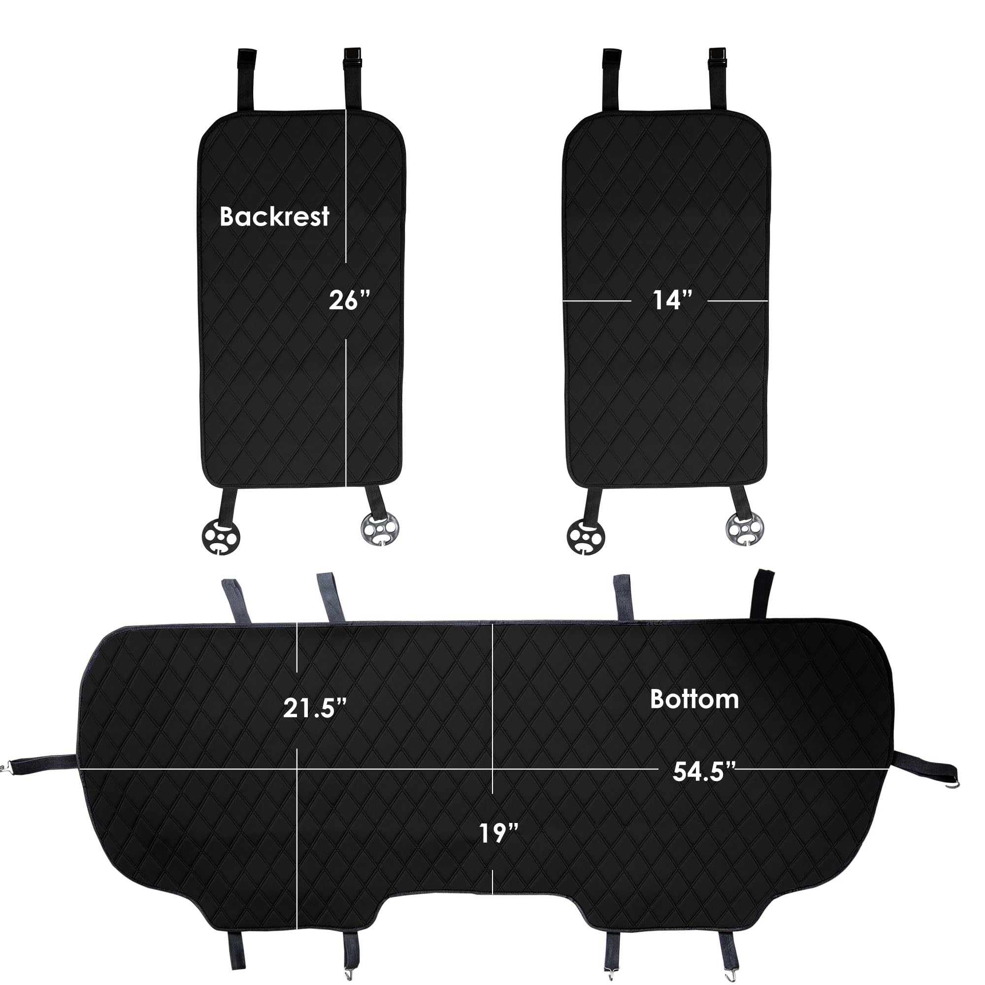 Premium FH Group Black Faux Leather Car Seat Cushion - Universal Fit Rear Seat Cover with Non-Slip Silicone Backing for SUV, Sedan, Van - Comfort & Support for Long Drives, Road Trips & Daily Commutes