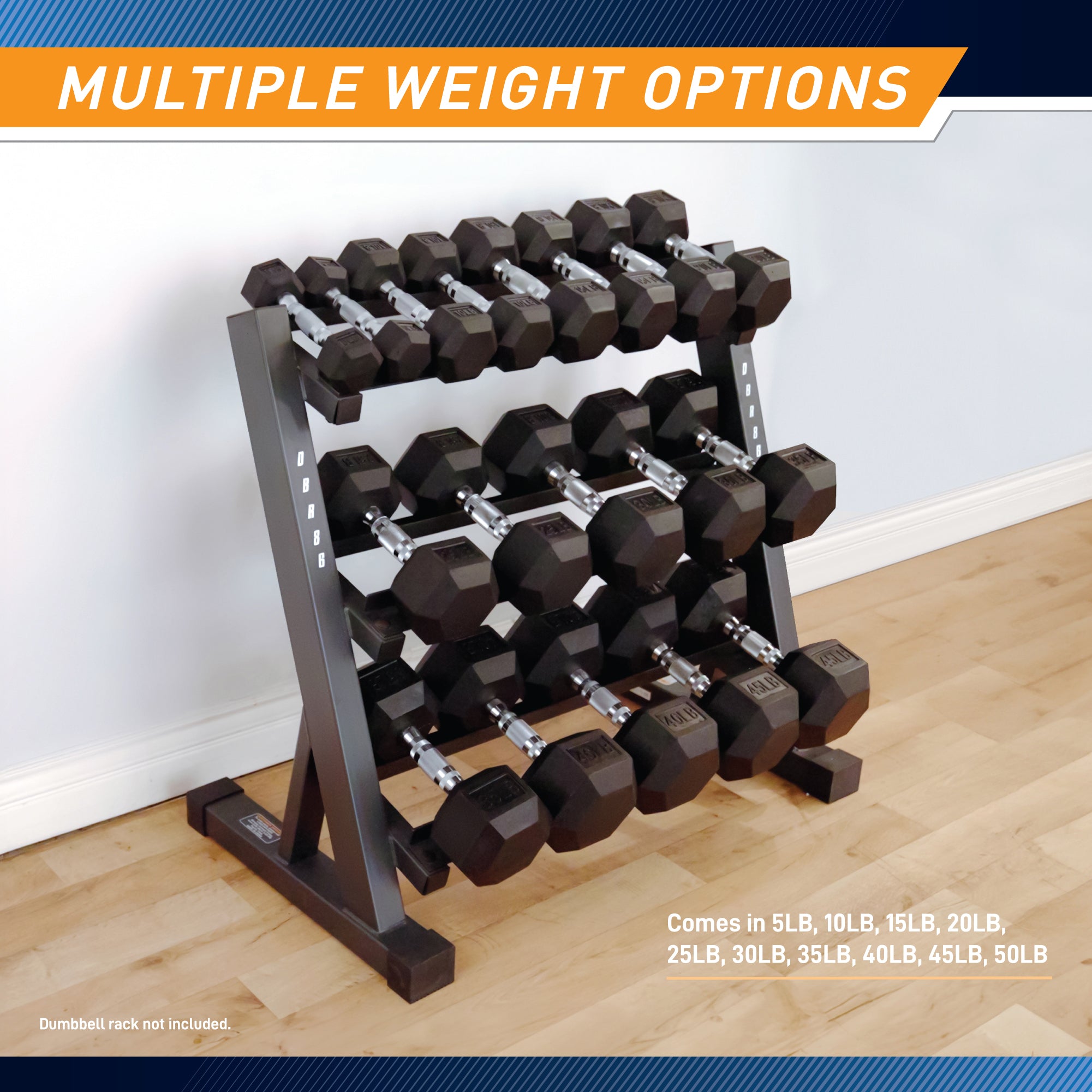 50lb Rubber Hex Dumbbell Set for Home Gym & Strength Training | Marcy RHDB-050 | Durable Workout Equipment for Weight Lifting & CrossFit