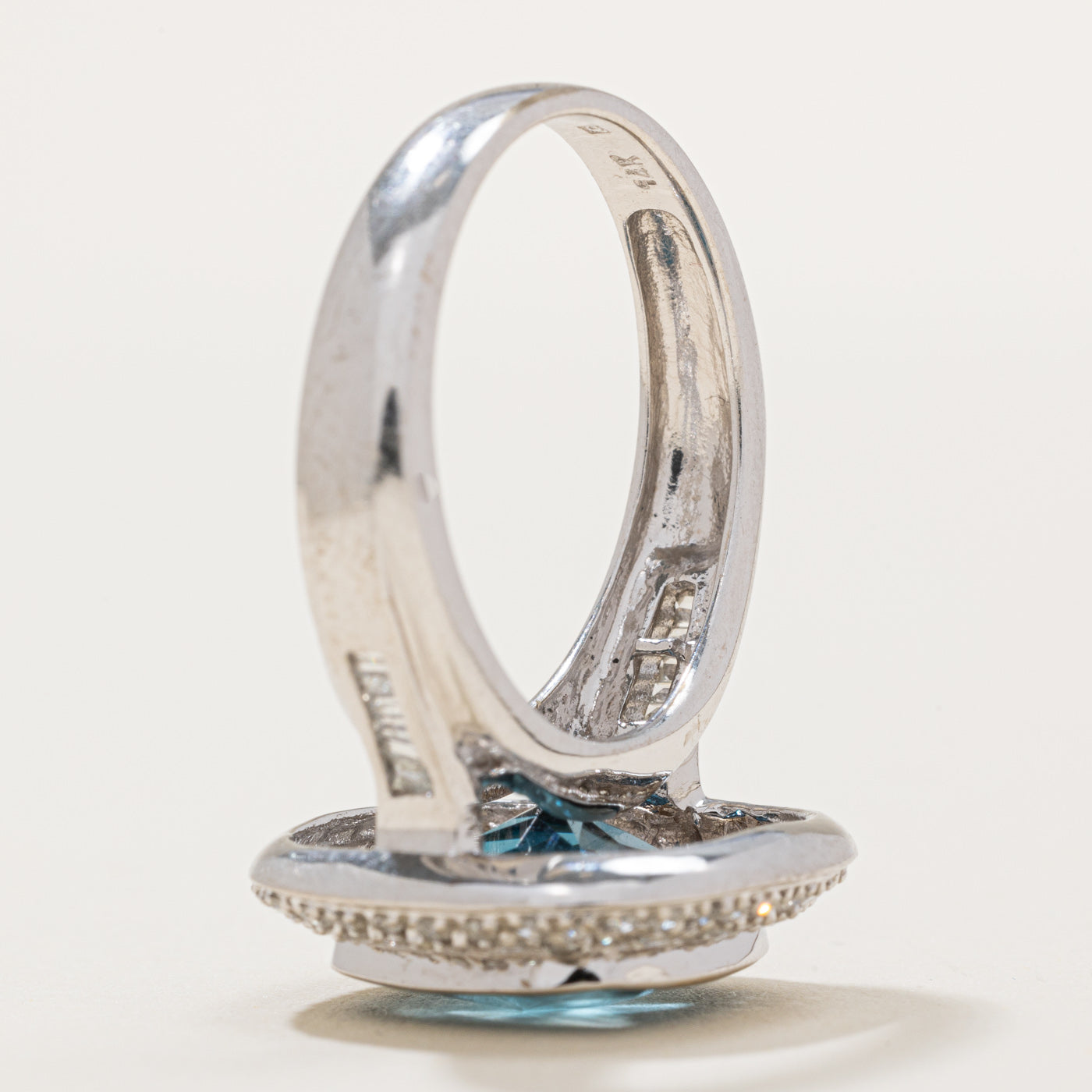 London Blue Topaz & Diamond Halo Ring - 6.00ct Oval Cut Gemstone with 0.40ctw Diamond Accents - Size 8.25 - Elegant Wedding, Engagement & Anniversary Jewelry Gift for Women
