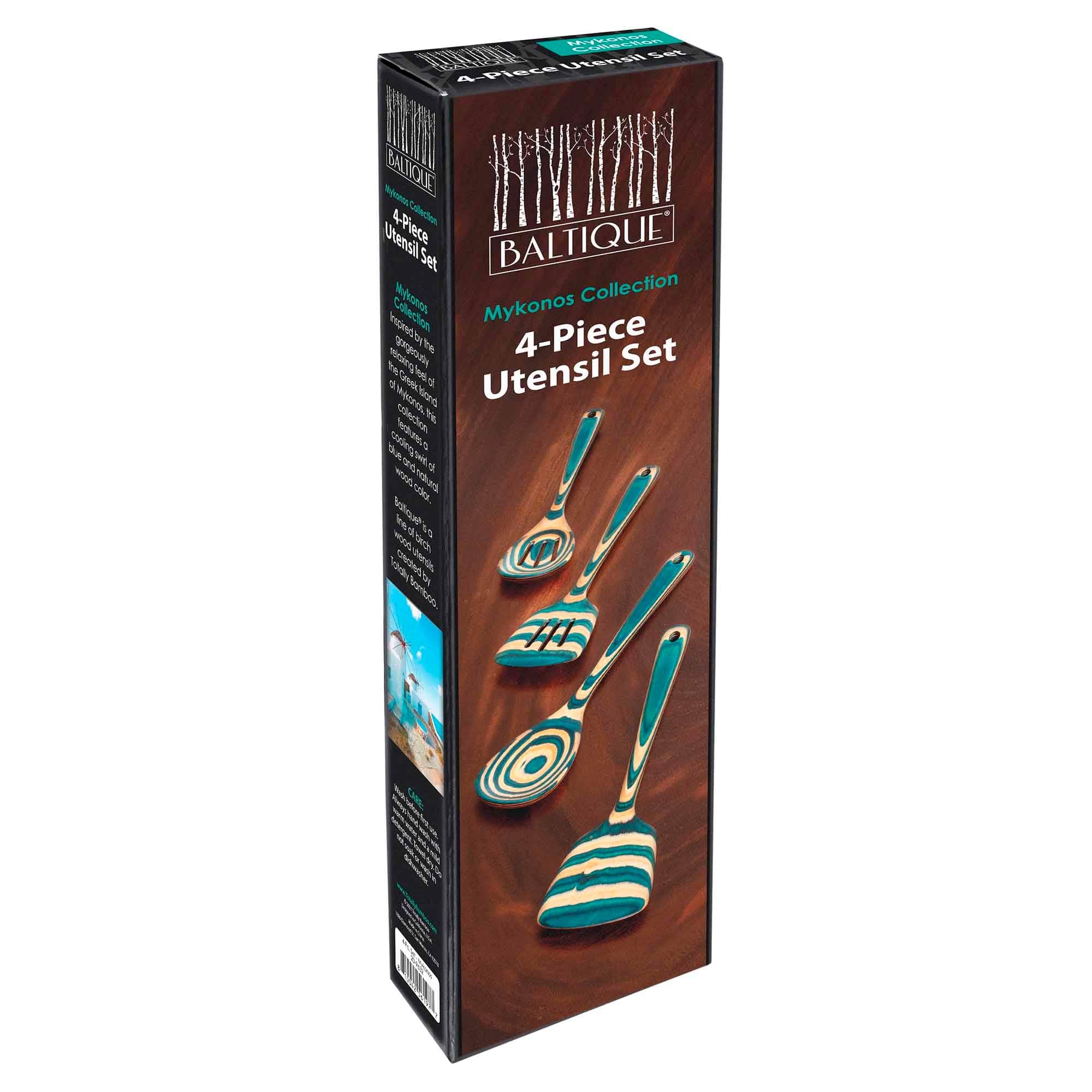 Baltique® Mykonos Collection 4-Piece Nonstick Cooking Utensil Set - Wooden Handle Kitchen Tools for Baking, Frying & Stirring - Perfect for Home Chefs & Gift Giving