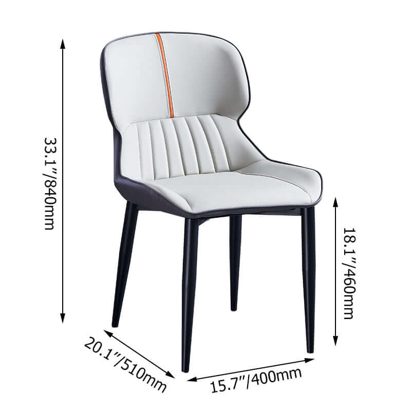 Modern Black & Gray PU Leather Upholstered Dining Chairs Set of 2 - Elegant Kitchen Seating for Home, Restaurant & Office Use