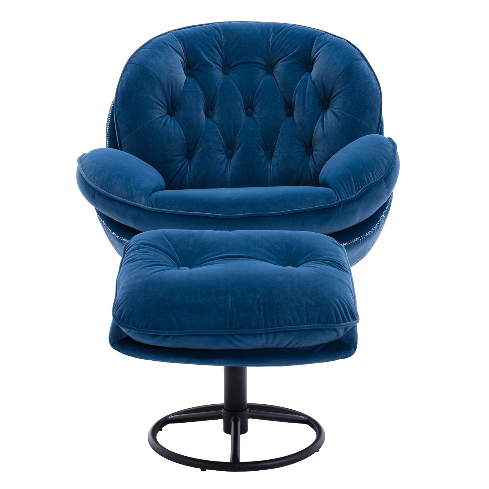 Velvet Swivel Accent Chair with Ottoman - Modern Living Room Lounge Chair with Footrest - Comfortable Reading & Relaxation Chair for Home Office, Bedroom, or Apartment Decor