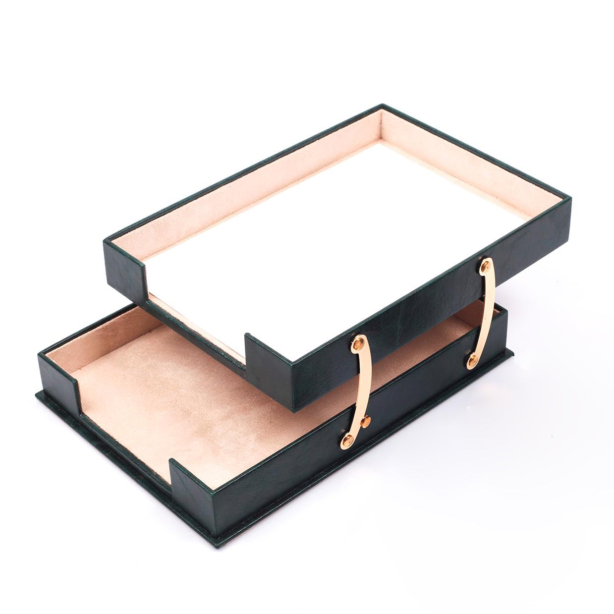 MOOG Leather Double Document Tray - Premium Office Organizer for Files, Papers & Folders - Perfect for Desk, Home & Office Organization