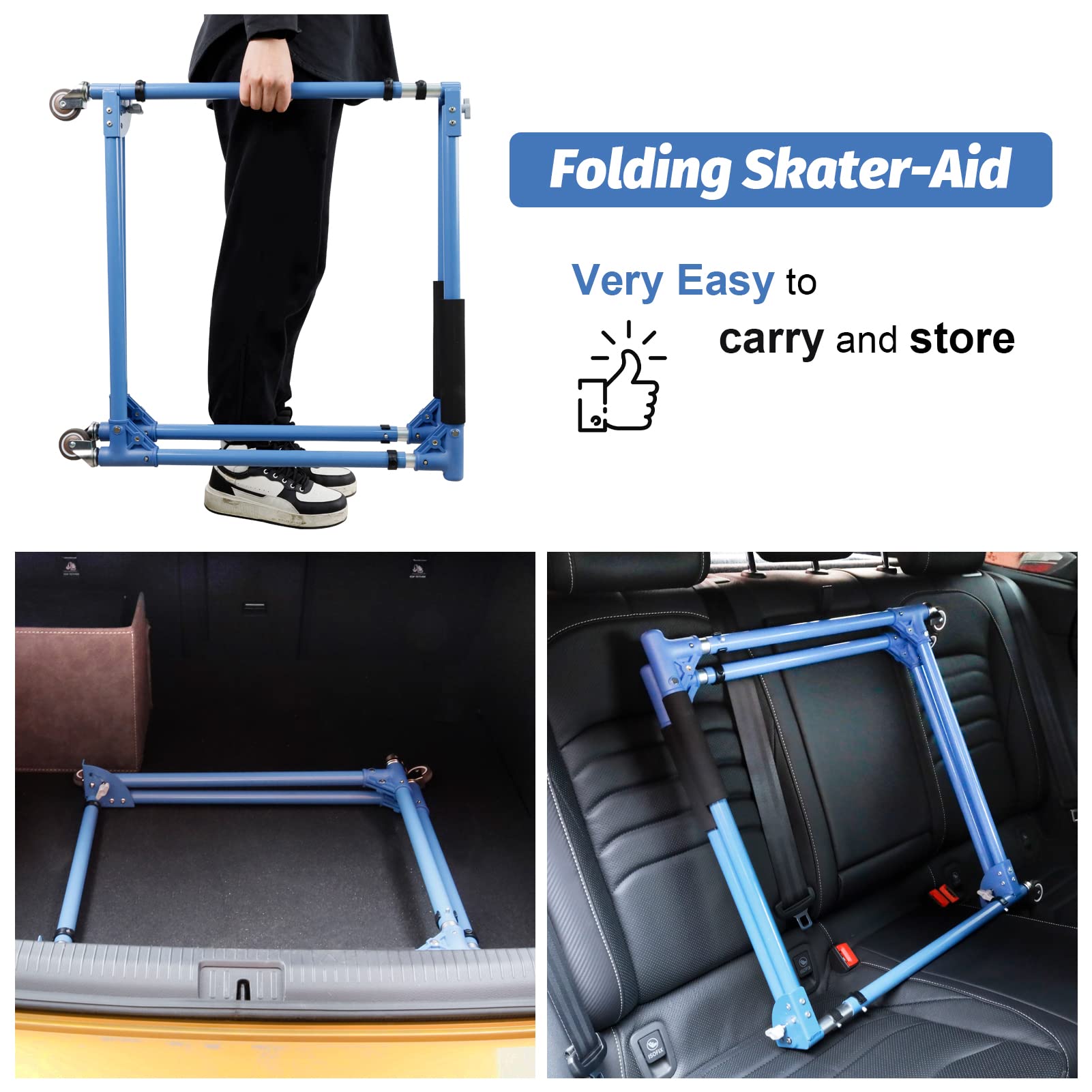 GanFindX Adjustable Height Folding Skater Aid for Kids - Roller Skate Trainer for Toddlers & Children - Perfect for Indoor & Outdoor Roller Skating Practice