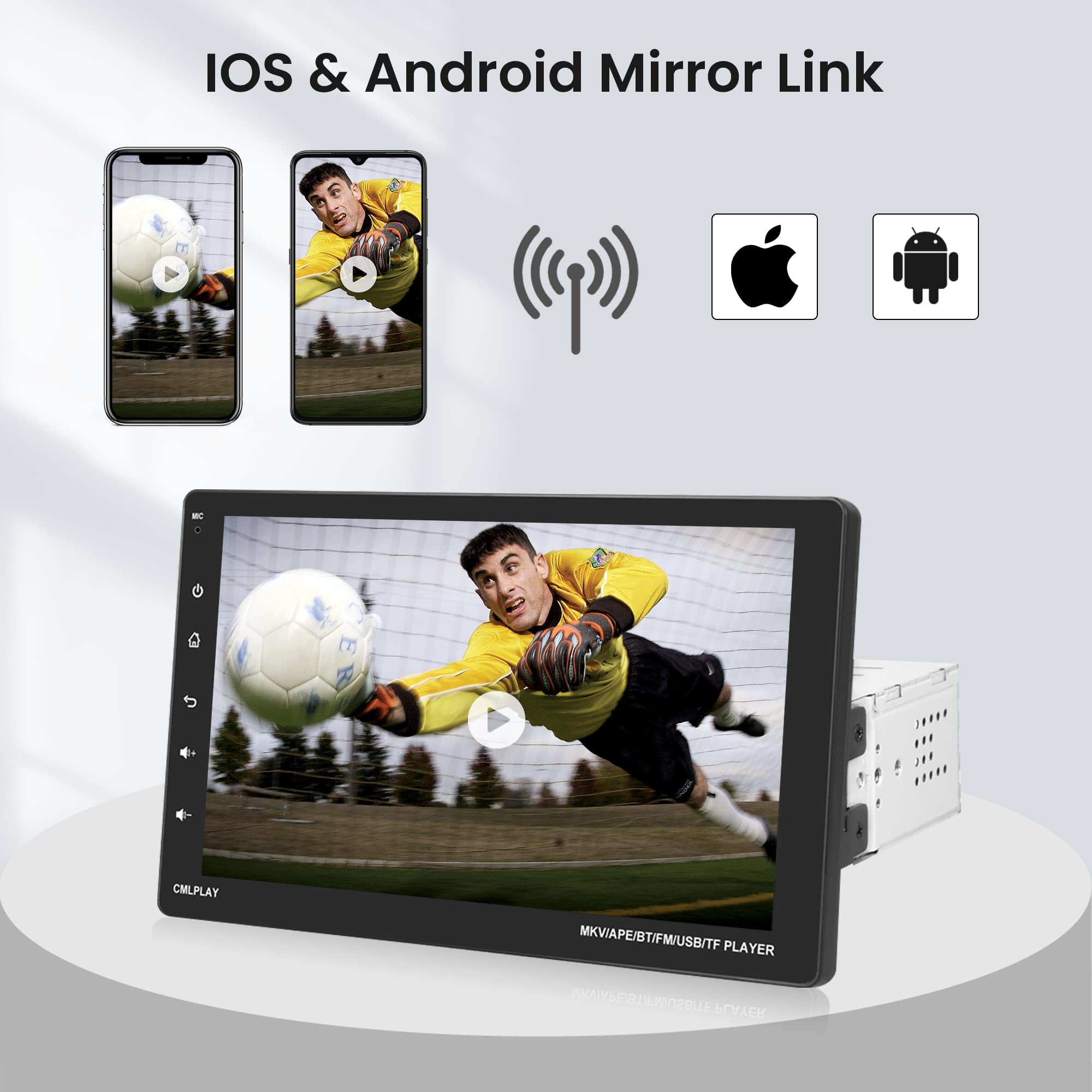 1 Din CarPlay Android Auto Bluetooth Car Stereo - 9