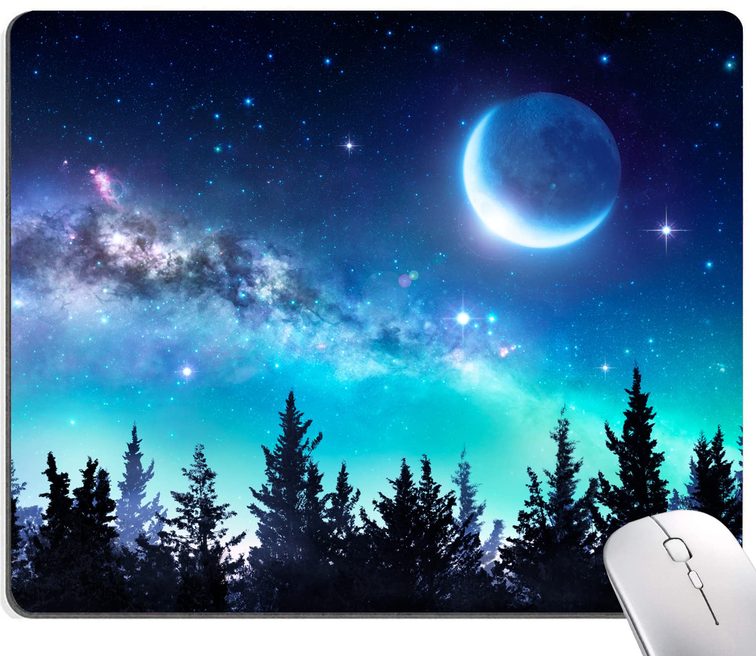 Premium Personalized Mouse Pad - Forest Moon Design, Non-Slip Rubber Base, Washable & Durable for Gaming, Office & Home Use | Perfect for Computer Workstations & Gaming Setups