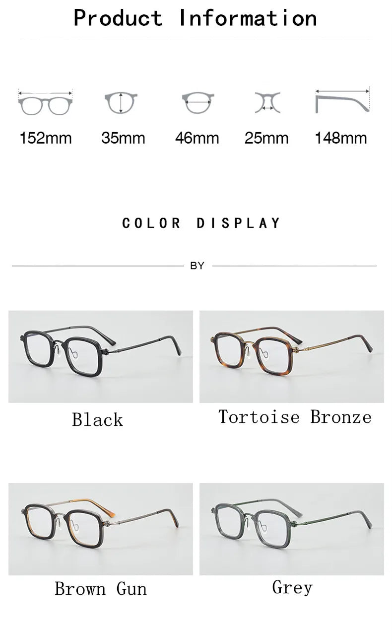 Aimee Unisex Full Rim Big Square Acetate Titanium Eyeglasses Frame 95869 - Lightweight Durable Glasses for Men & Women, Perfect for Reading, Working & Fashion Accessories