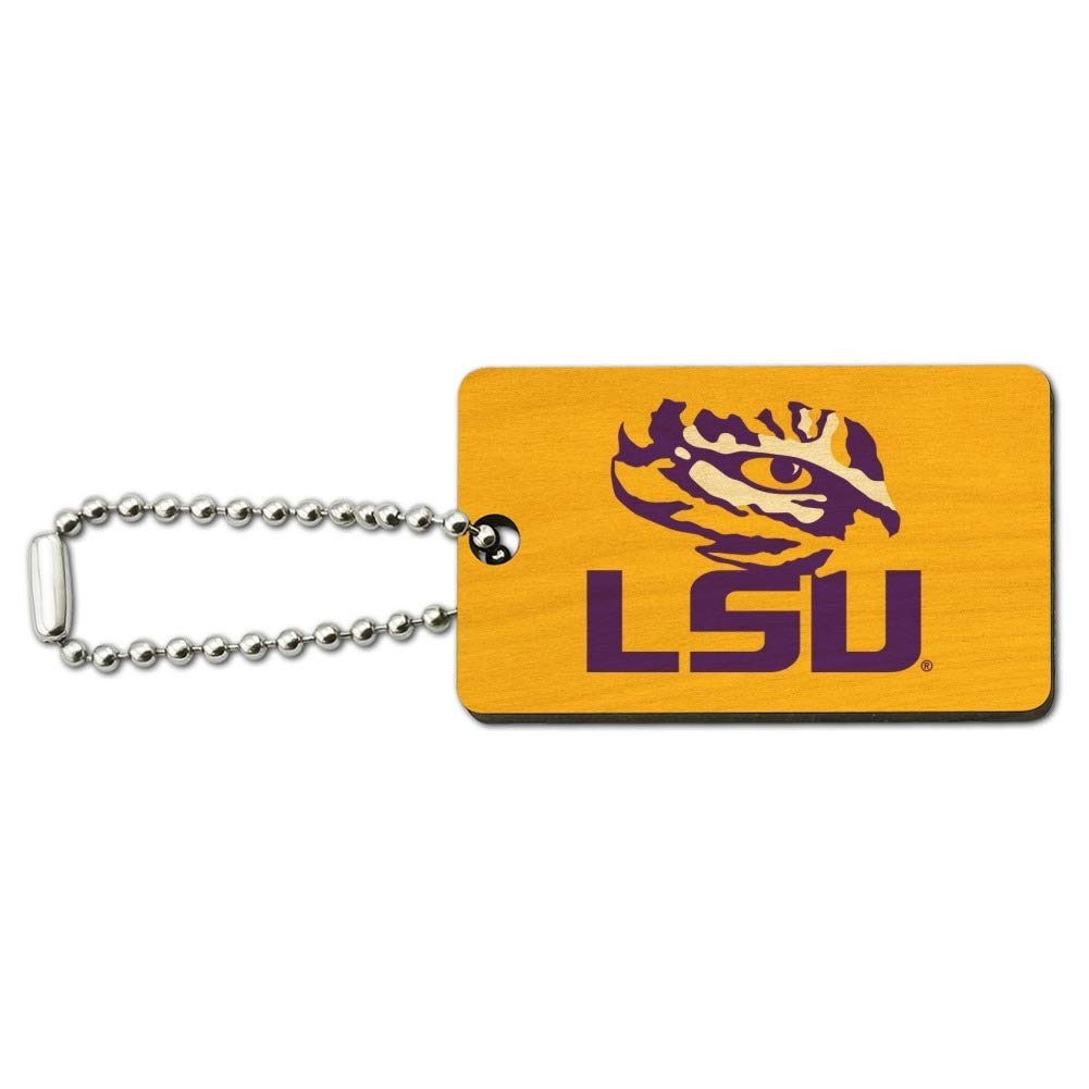 LSU Tigers Wooden Keychain - Tiger Eye on Yellow Wood Rectangle Key Ring for Fans, Alumni & Students - Perfect for Gameday, Graduation & School Spirit Gifts