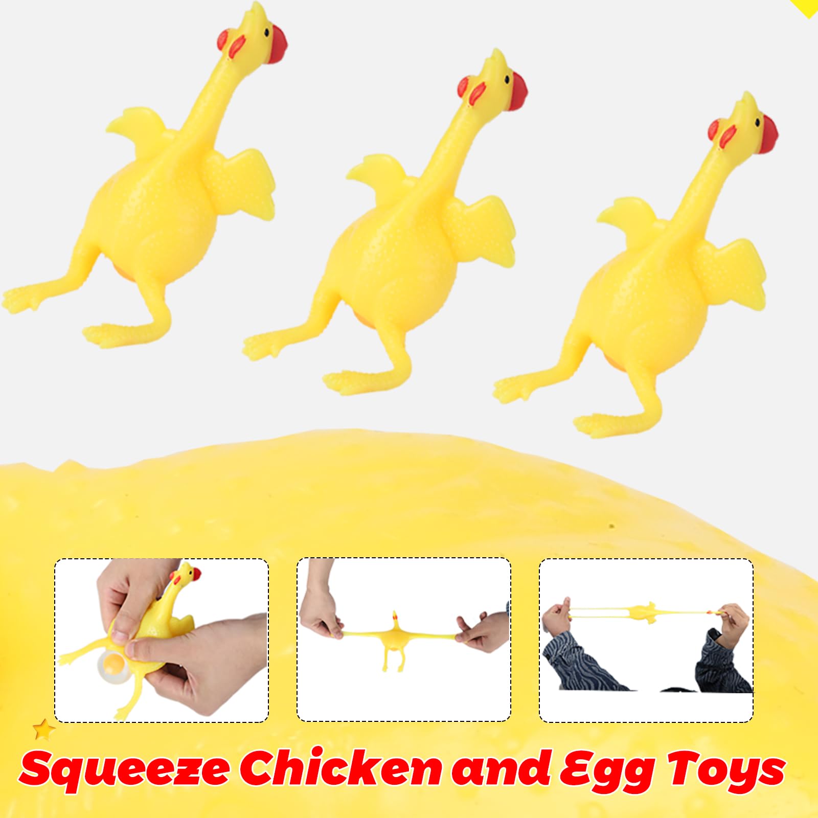 16cm Funny Squishy Toys Chicken and Eggs - Stress Relief Fidget Toys for Kids & Adults - Perfect for Anxiety Relief, Office Desk Decor, and Sensory Play