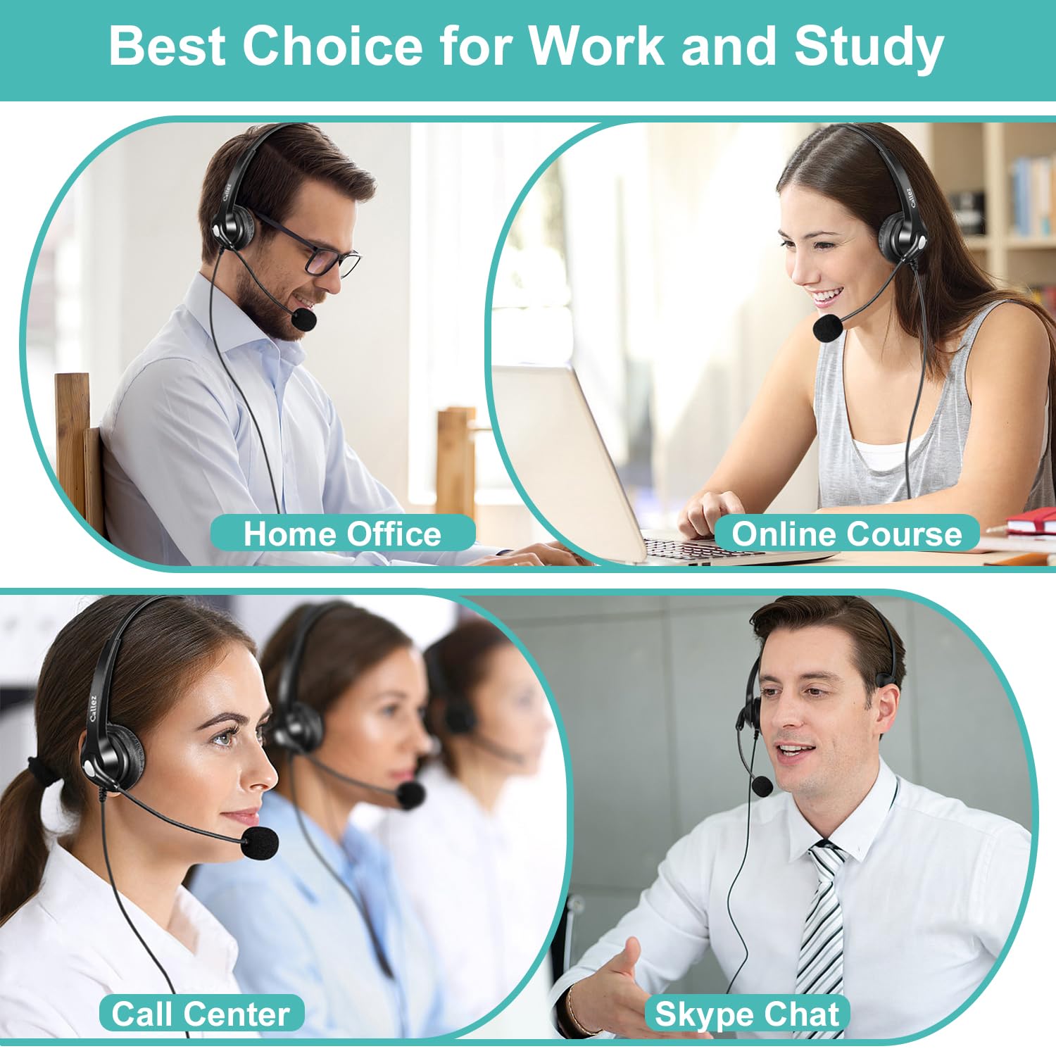 Callez 3.5mm Wired Headset with Microphone & Noise Cancelling - Compatible with iPhone, Laptop, Computer, Mac, Tablet - Ideal for Teams, Zoom, Skype Calls, Business, Call Center & Office Use - Ultra Comfortable Design for Long Wear