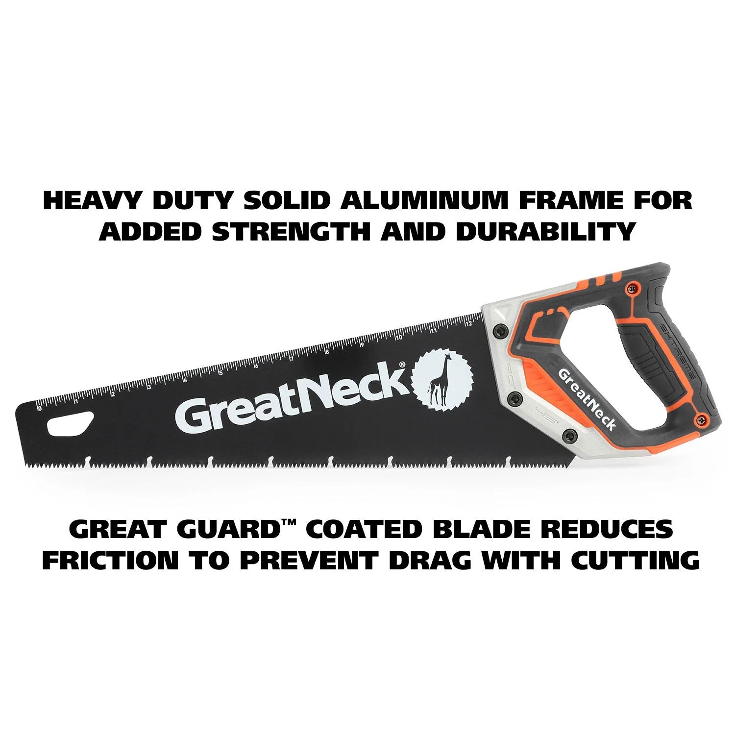 GreatNeck 74003 15-Inch Aggressive Tooth Handsaw - Heavy Duty Aluminum Frame Wood Saw for Cutting Branches, PVC, Trees | Perfect for DIY Projects, Camping, Gardening & Outdoor Use
