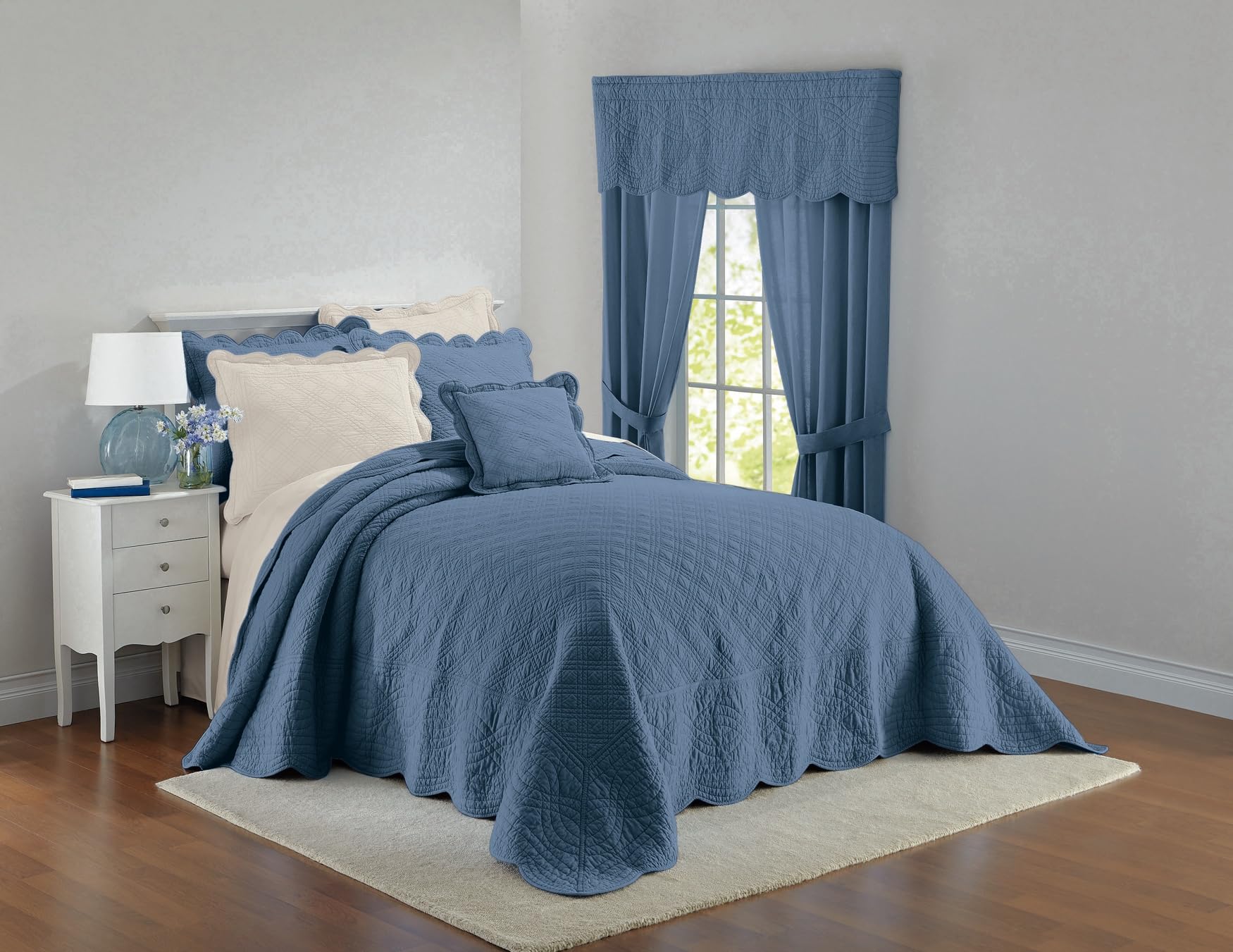 BrylaneHome Lightweight All-Season Florence Quilted Oversized 100% Cotton Ultra Soft Bedspread - Queen Size, Ecru | Perfect for Year-Round Comfort in Bedrooms & Guest Rooms