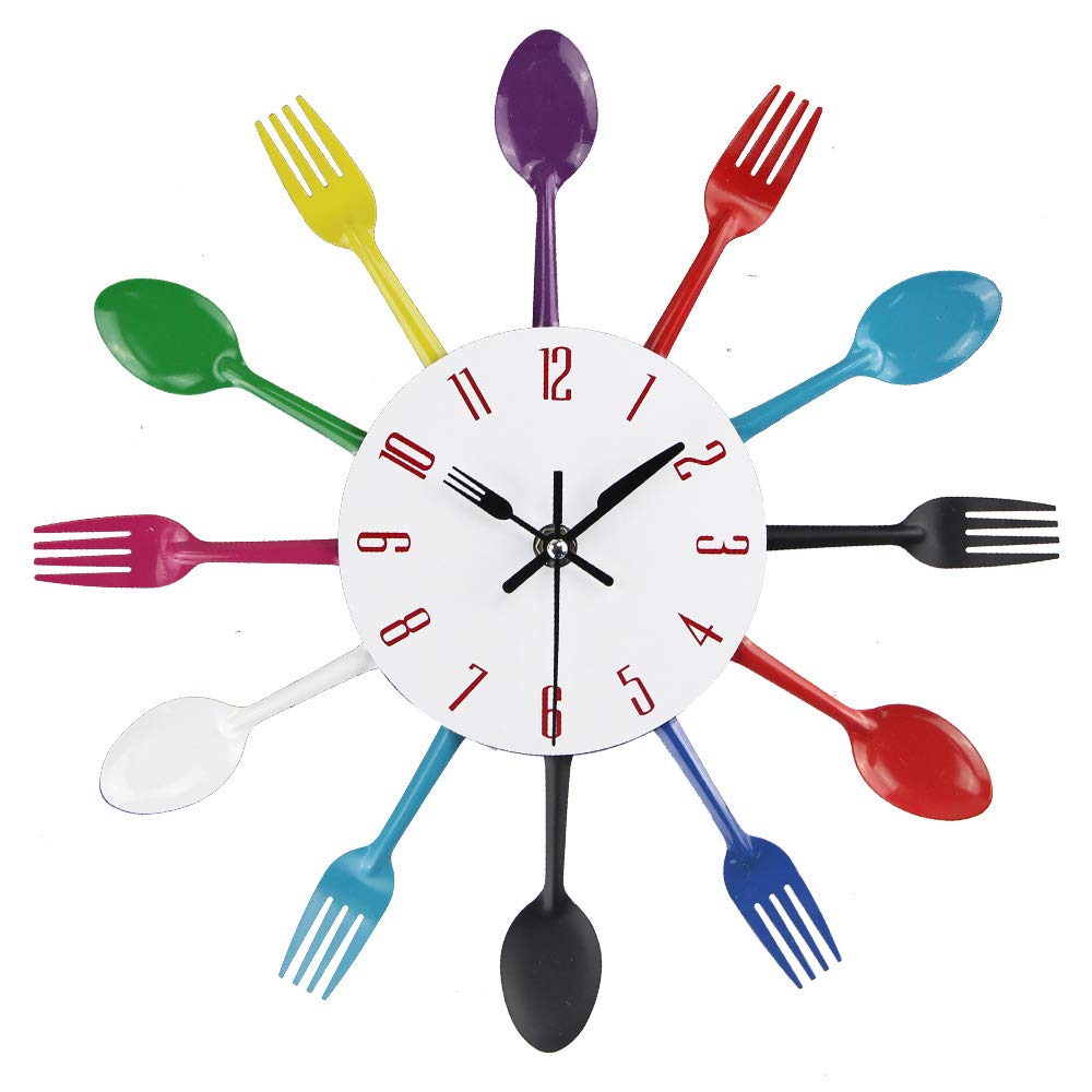 Amazlife 3D Kitchen Wall Clock - Creative Cutlery Design for Home Decor & Gifts | Dining Room, Cafe