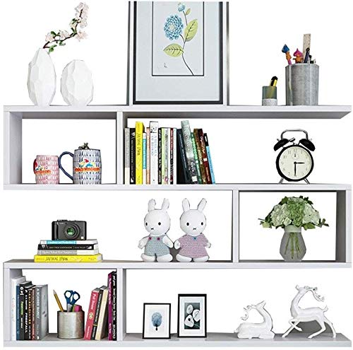 White Floating Shelf Wall Mounted - Multi-Compartment Display Shelf for Books & Decor (Warm White) - Perfect for Living Room, Bedroom & Office Organization