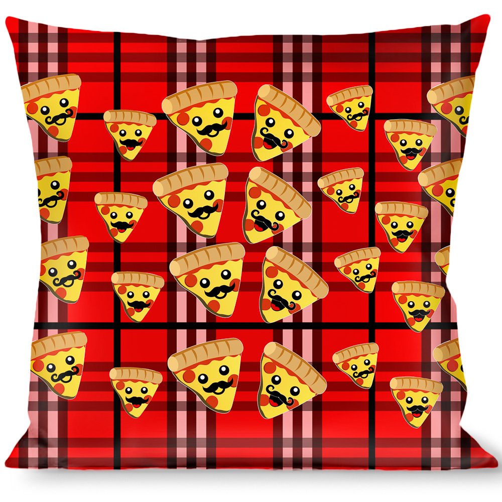 Decorative Pizza Man Plaid Red Throw Pillow - Soft & Stylish Couch, Bed, Sofa Accent for Home Decor