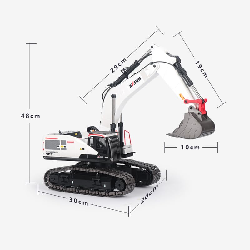 1/14 HUINA RC Metal Excavator Model 1594 - 22 Channel Remote Control Construction Toy with Ball Claw Bucket, LED Lights & Realistic Sound Effects | Perfect for Kids, Adults & Construction Enthusiasts | Indoor & Outdoor Play, Collectible Display, Construction Site Simulation