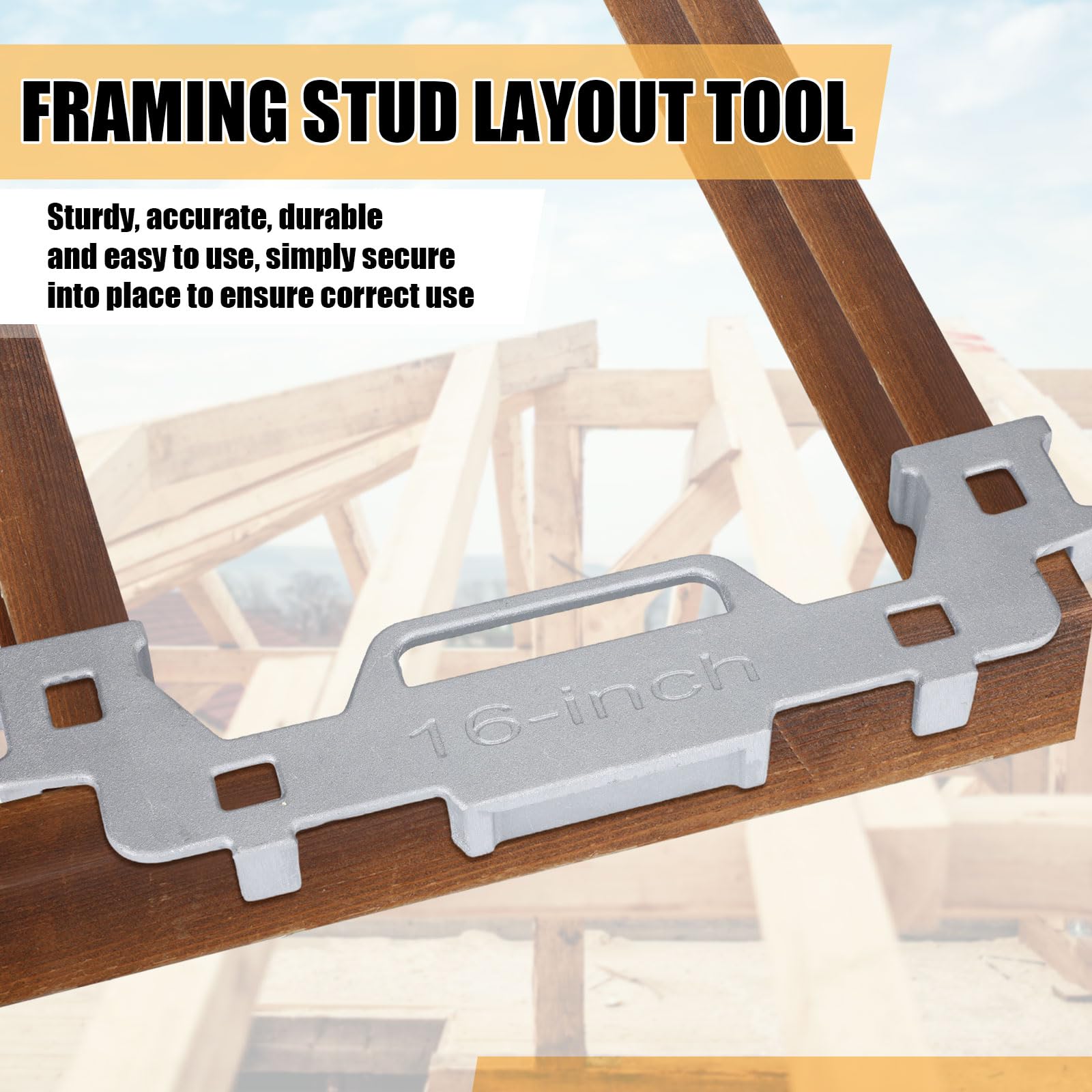 Tandefio 16 Inch Aluminum Framing Stud Layout Tool - Precision Measurement Spacing Jig for Walls, Roofs, Floors & Ladders - Perfect for DIY Home Construction, Renovation & Carpentry Projects
