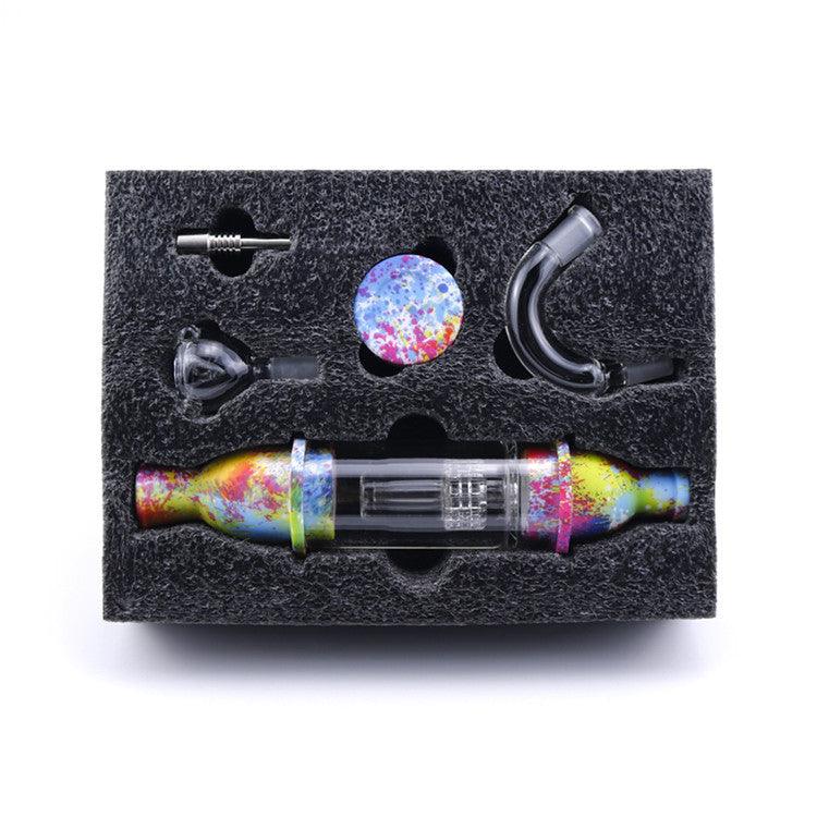 5 in 1 Multifunctional Glass Silicone Tube Pipe with Titanium Nails - Top Tower Smoke Accessory for Dabbing | Portable & Lightweight Design for Travel & Home Use