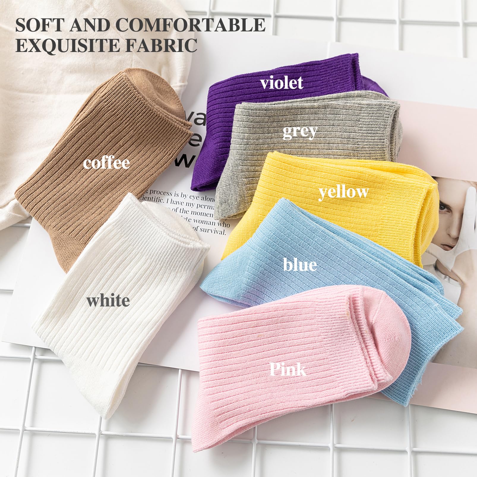 Soft Blue Women's Cotton Crew Socks for Everyday Comfort
