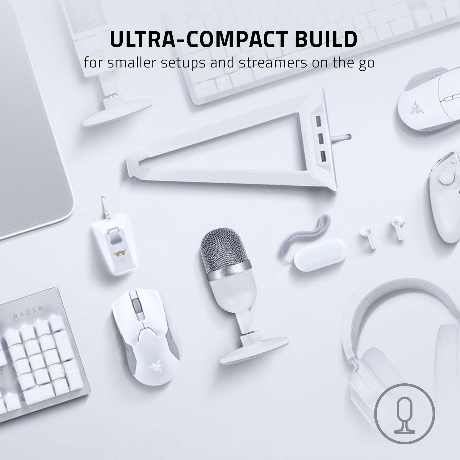Razer Seiren Mini - Ultra-Compact USB Condenser Streaming Microphone (Supercardioid Pickup Pattern, Adjustable Tilt Stand, Built-in Shock Mount) - White - Perfect for Podcasting, Gaming & Live Streaming