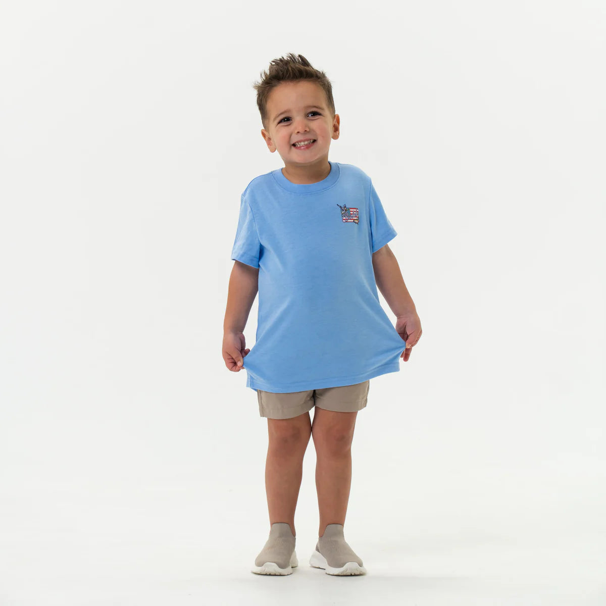 Boys' Burlebo Patch Flag T-Shirt - Trendy Graphic Tee for Kids - Perfect for Casual Wear, School & Outdoor Activities