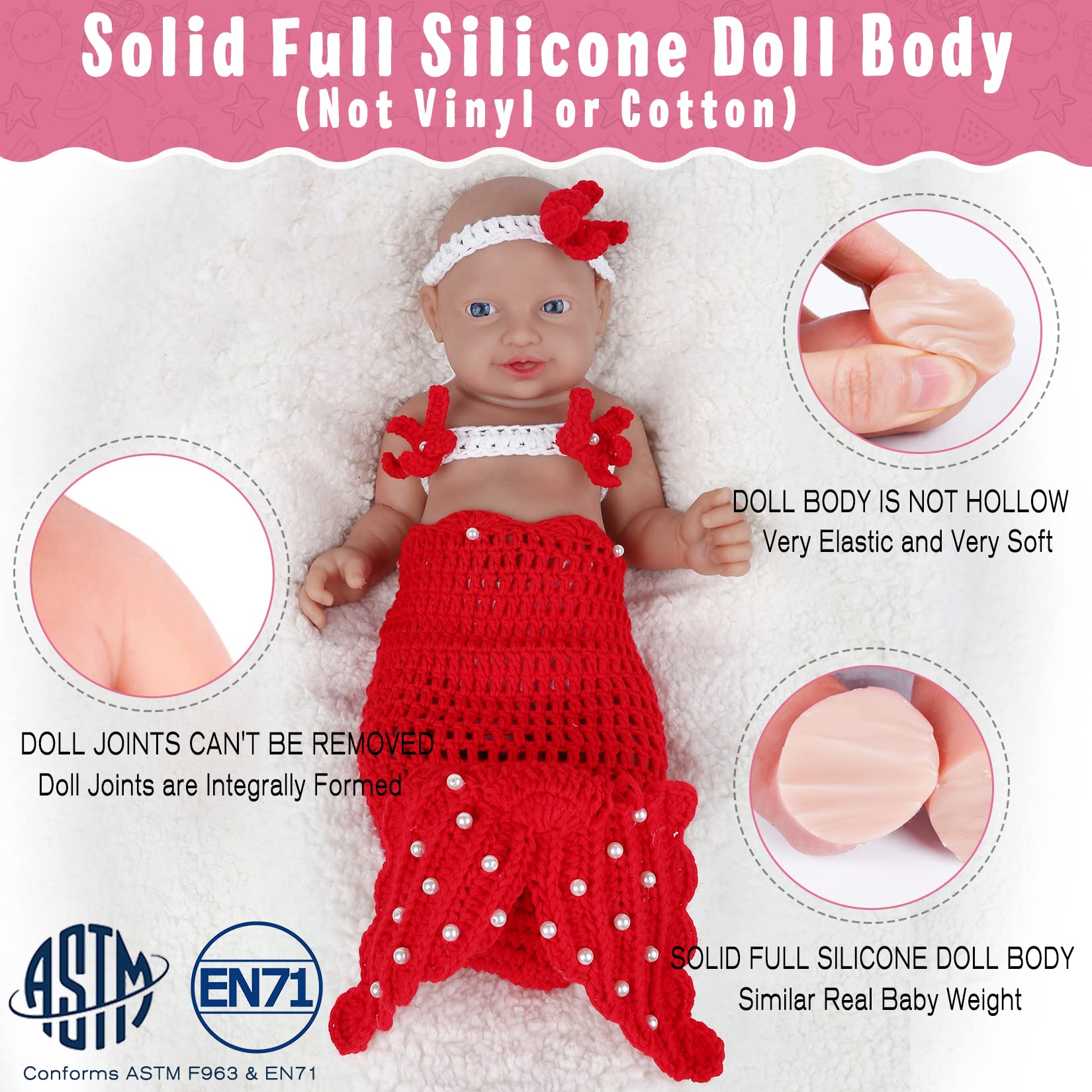 Vollence 14 Inch Realistic Full Body Silicone Baby Doll - Ultra Soft Lifelike Newborn Doll for Kids | Perfect Birthday Gift for Girls | Great for Role Play, Pretend Play, and Emotional Development