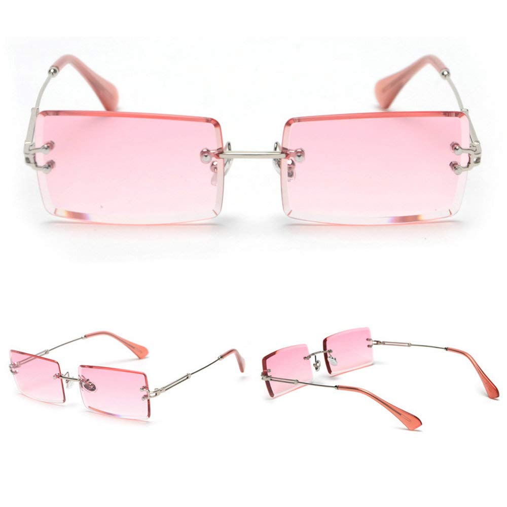 Fashionable Small Rectangle Sunglasses for Women - Ultralight Candy Color Rimless UV Protection Ocean Sun Glasses | Perfect for Beach, Driving & Outdoor Activities